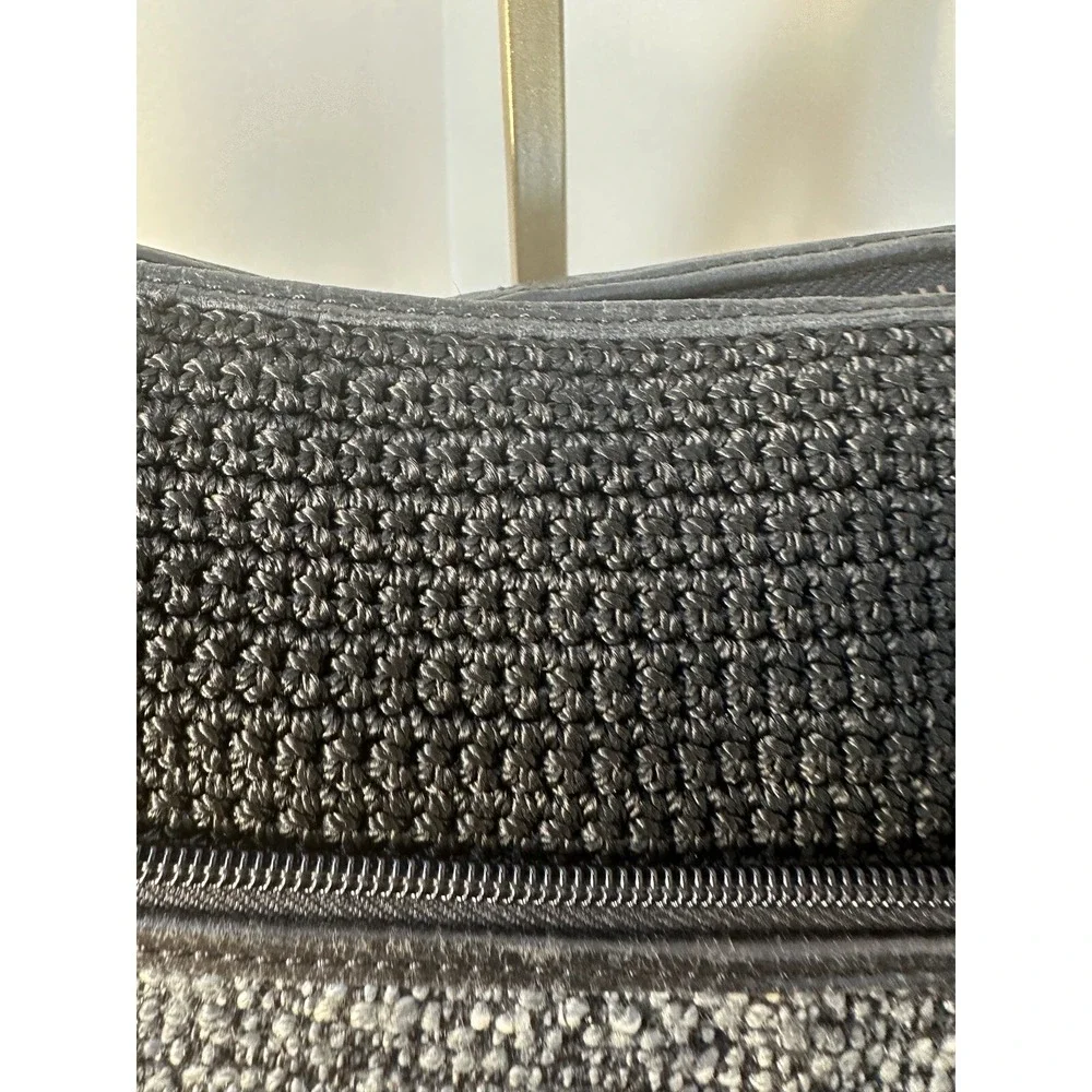 THE SAK CASUAL CLASSICS BLACK LEATHER CROCHET HANDBAG Purse